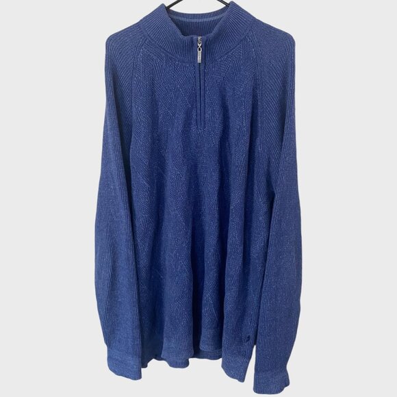 Tommy Bahama Other - Tommy Bahama Napa Ridge 1/4 Zip Sweater Men's XXL Blue Ribbed Knit Long-Sleeve